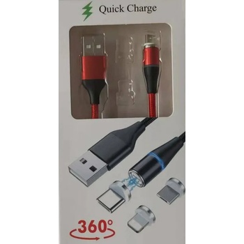 PremiumCord Magnetic microUSB and USB-C Charging Cable Red 1 m USB кабел (KU2M1FGR)