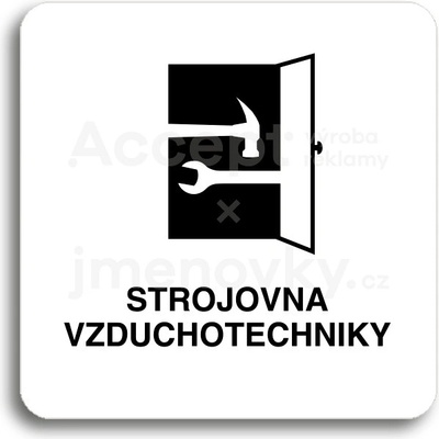 ACCEPT Piktogram strojovna vzduchotechniky - bílá tabulka - černý tisk bez rámečku