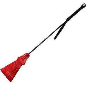 Rouge Leather Tasselled Riding Crop Red