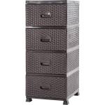 Home & Decor Пластмасов скрин с 4 чекмеджета кафяв ратан 38x45x90см 68531 (KAS0357/1A)