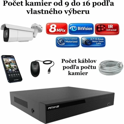 Amiko IP kamerový set Varifokal 4K Ultra HD 8Mpix Tube 1805K9 16