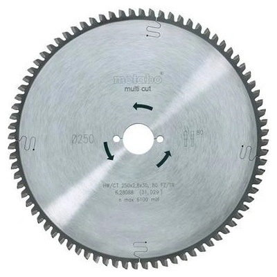 Metabo Pílový kotúč HW/CT 250x30,80FZ/TZ5°neg