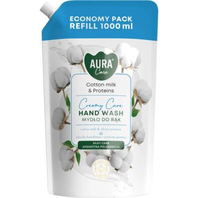 Aura tekuté mydlo náhradná náplň cotton & milk 1000 ml