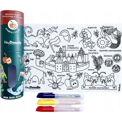 HEYDOODLE Silikónová podložka na vyfarbovanie A4 Symboly Poľský POĽSKO