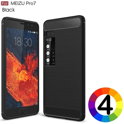 Meizu Pro 7 Удароустойчив Carbon Fiber Калъф и Протектор