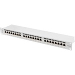 Lanberg Пач панел, Lanberg patch panel 24 port 1U 19" CAT. 6a ftp with cable organizer shielded grey (PPSA-1024-S) - xtreme