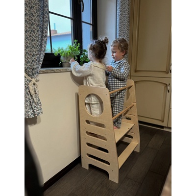 Ourbaby Montessori učící věž Kitchen Helper Double natural přírodní