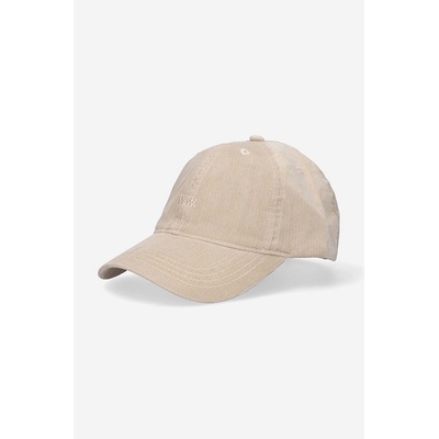 Wood Wood Джинсова шапка с козирка Wood Wood Low profile corduroy cap в бежово с изчистен дизайн 12130810.9016 (12130810.9016)