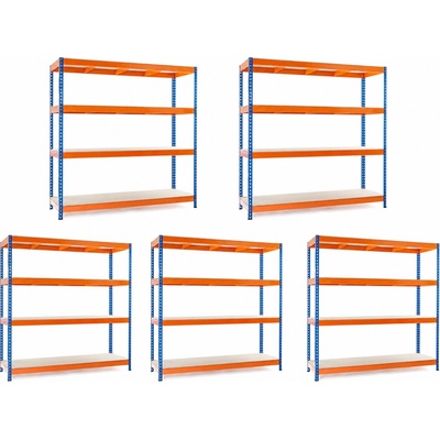Mamutex Heavy Regál 180 x 150 x 80 cm 4 police modrooranžový 5 ks