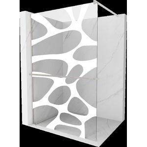 Mexen Kioto+ стена за душ с рафт Walk-in 70 x 200 cm, бяла вълна, четкан никел - 800-070-121-97-97 (800-070-121-97-97)