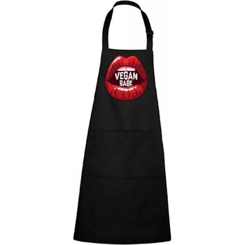 Dobrý Triko Zástěra s potiskem Vegan BABE Černá