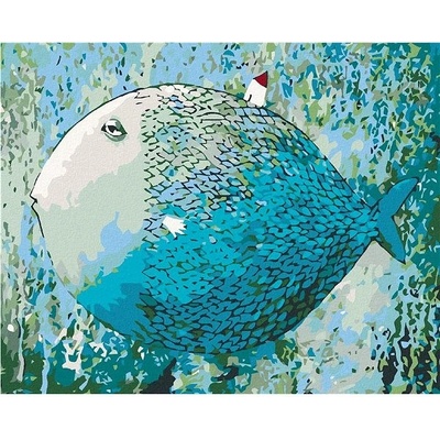 zuty Malování podle čísel Modrá ryba 50 x 40 cm vypnuté plátno na rám