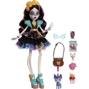 Monster High Кукла Monster High - Skelita Calaveras, с домашен любимец, 28 cm (JHK34)