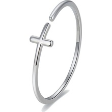 Moiss Minimalistický strieborný prsteň pre ženy Krížik R0002585 P