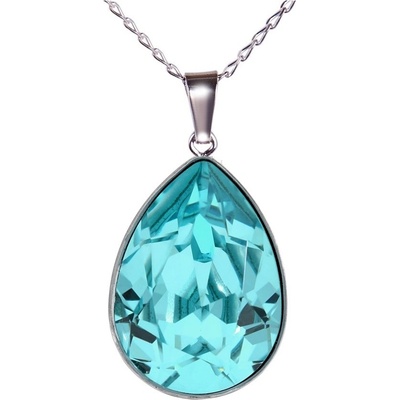 Swarovski Elements Stříbrný náhrdelník modrá slzička, kapka 34252.3 Light Turquoise (modrá světlá, tyrkysová)