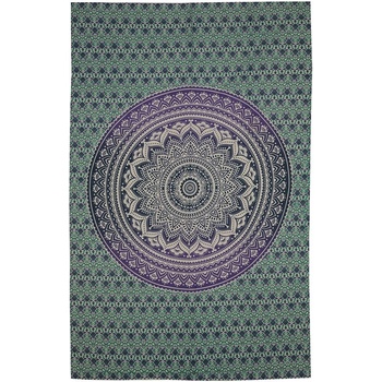 BOB Batik přehoz na postel indický Lotos fialovo zelený 205 x 130 cm