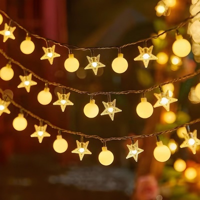 HARAHU Led гирлянда 10 м (80 led лампички) usb - Звезди и топчета - Бяла kp36343 (36343)