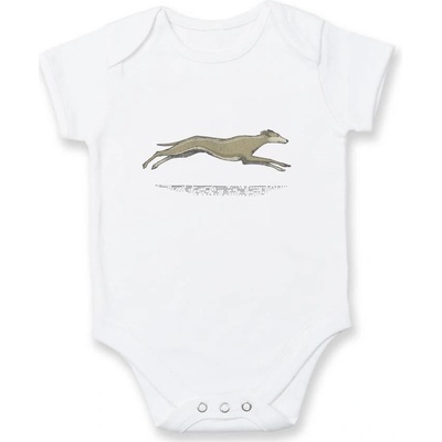 Vintage Greyhound Dojčenské body krátký rukáv biele