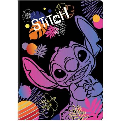 Stitch Sešit A4 black vzor 1 linka balení 6 ks