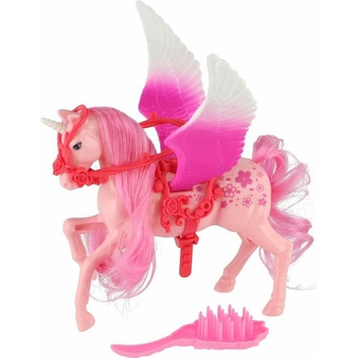 Teddies Jednorožec s krídlami česací s hrebeňom plast 22cm ružový