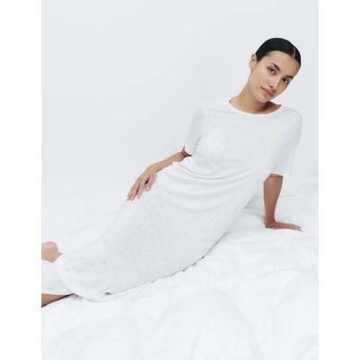 Marks & Spencer Дълга нощница с печат от памук и модал Marks & Spencer бяла Marks & Spencer | Byal | ЖЕНИ | S