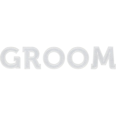 PartyDeco Апликация - Младоженец, Groom, бяла, 30 x 6 см