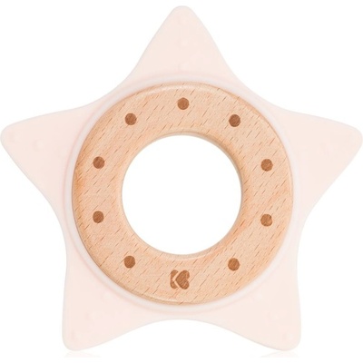 KikkaBoo kousátko silikon a dřevo Star Pink