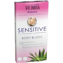 Victoria Beauty Sensitive depilačné voskové pásiky na telo a nohy 20 kusov