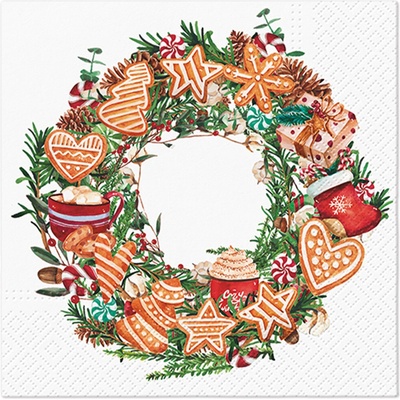 PAW Obrúsky L Gingerbread Wreath 33x33cm