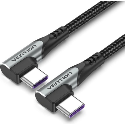 Vention TANHF Type-C USB-C 2.0 to USB-C Dual Right Angle, 1m, šedý