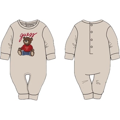 Guess Бежов гащеризон за новородено бебе с голямо цветно мече Guess