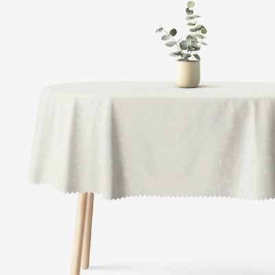 Goldea sviatočný oválny teflónový obrus smotanový s veľkými ornamentmi 120x200cm