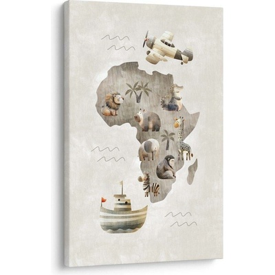 Obraz dětská mapa afriky se zvířaty - 100x150