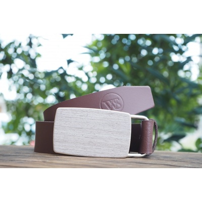Wood Style opasek Kulatý Šedé hedvábí Hnědá