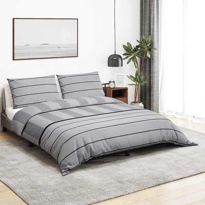 vidaXL Комплект спално бельо, сив, 140x200 см, памук (136443)
