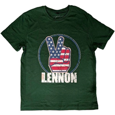 John Lennon Peace Fingers US Flag Green M Риза (JLTS04MGR02)