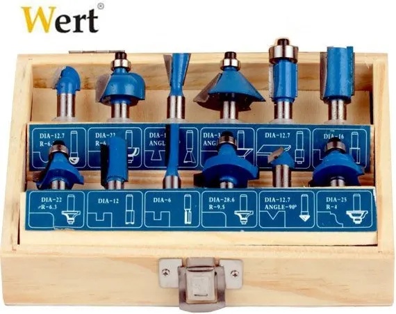 Wert Комплекти фрезери за дърво, Ф 8 мм, 12 бр (w 2504)