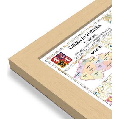 Excart Maps ČR - obří nástěnná mapa PSČ 240 x 135 cm (vydání 2026) Varianta: mapa v dřevěném rámu, Provedení: Pegi přírodní
