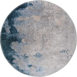 Vitaus Синьо-сив миещ се кръгъл килим ø 100 cm - Vitaus (KRN-S9517-Yuvarlak-100x100)