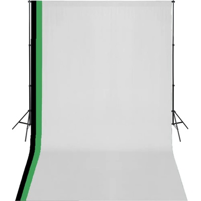 vidaXL Комплект за фото студио 3 памучни фона регулируема рамка 3х5 м (275419)