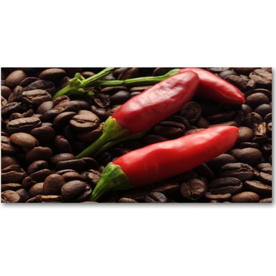 Foto obraz sklo tvrzené Chilli a káva 100x50 cm