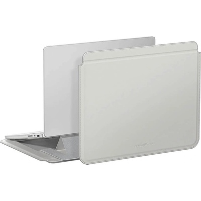 AmazingThing Matte Pro Mag Laptop Sleeve with Stand 14 - кожен калъф с поставка за MacBook Air 13, MacBook Pro 13, MacBook Pro 14 и лаптопи до 14 инча (сив)