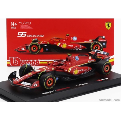 Bburago Ferrari F1 Sf-24 Team Scuderia Ferrari N 55 Emilia Romagna Imola Gp 2024 Carlos Sainz With Pilot And Showcase Červená Černá 1:43