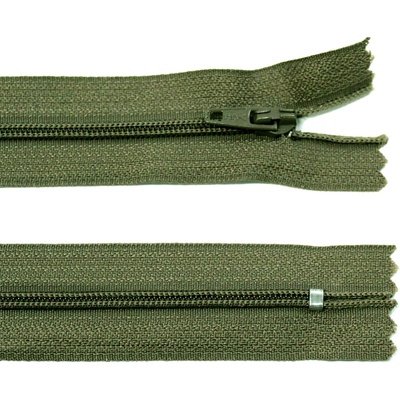 Spirálový zip no.3 nerozepínací 30cm - více barev color: 727 tmavě khaki zelená