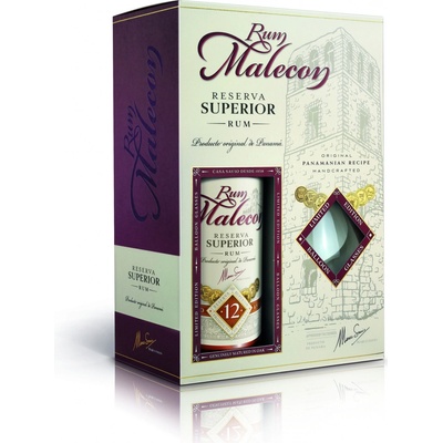 Malecon 12 Años 40% 0,7 l (dárčekové balenie 2 poháre)