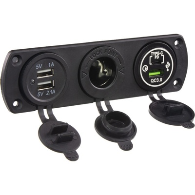 STU 34691 Trojitá zásuvka do panelu CL, 3x USB-A + 1x USB-C nabíječka | Zboží Auto