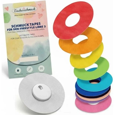Zuckerschmuck Ochranné fixační náplasti pro Libre 3 – Rainbow MIX 10+1 ks