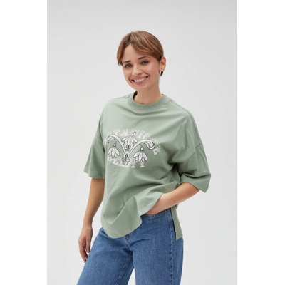 Moodo Маслинена дамска тениска Moodo | Zelen | ЖЕНИ | XS