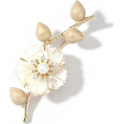 Éternelle Exkluzivní brož s perlou Jade B7028-LXT0500 Zlatá