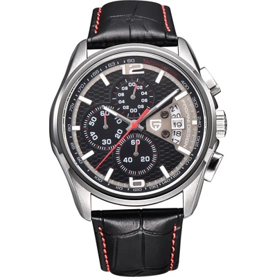 Pagani design Мъжки часовник Pagani Design Vescent, Кварцов, Естествена кожа, Черен (PD-3306-BLACK-BLACK)